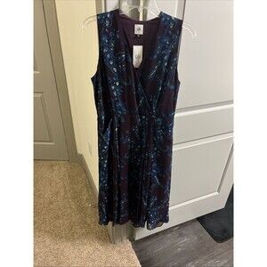 CAbi Treasure Floral Paisley Dress Womens Sz 12 Style 3461 Purple Sleeveless NWT